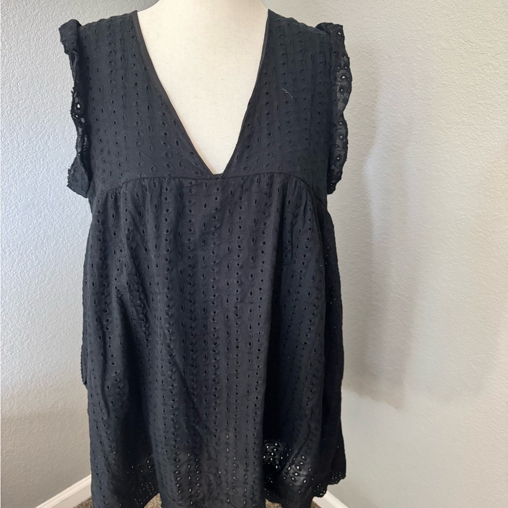 Elegant Black Eyelet Kids Dress